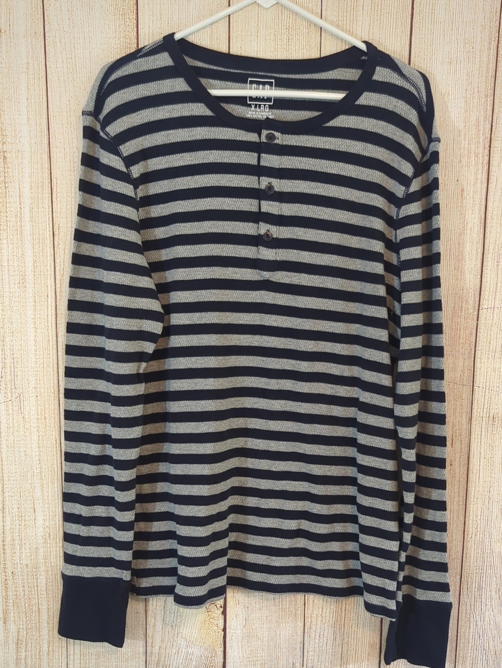 GAP Gray & Blue striped henley Thermal shirt